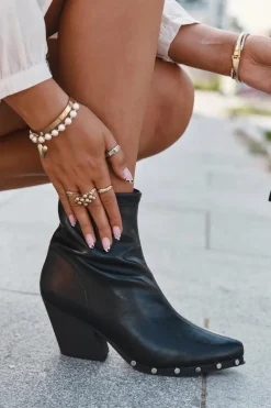 Boto Botki Ocieplane|Botki Na Słupku*Botki Kowbojki Damskie Z Eko Skóry Na Słupku Czarne Abrielle Czarny