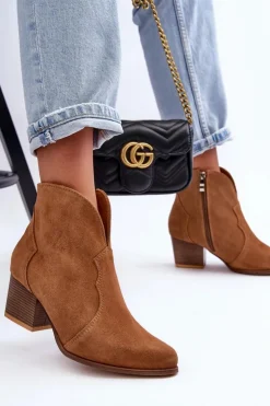 Clearance Boto Botki Kowbojki Zamszowe Lewski EV28 Brązowe