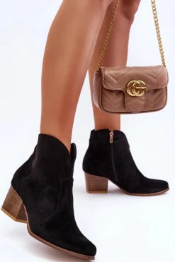 Clearance Boto Botki Kowbojki Zamszowe Lewski EV28 Czarne