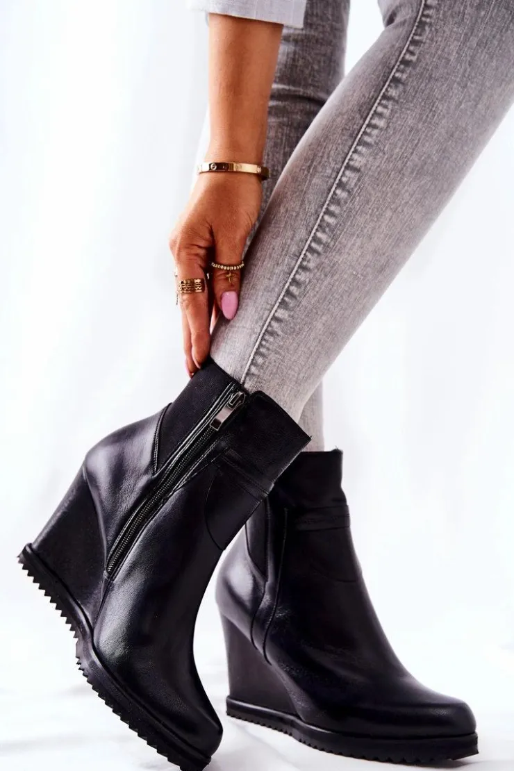 Clearance Monnari Botki Na Koturnie 1010-020 Czarne