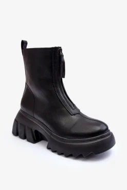 Boto Brązowe I Beżowe Botki|Botki Płaskie*Botki Na Masywnej Platformie Z Suwakiem Czarne Kusma