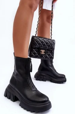 Boto Brązowe I Beżowe Botki|Botki Płaskie*Botki Na Masywnej Platformie Z Suwakiem Czarne Kusma