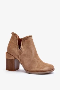 Boto Botki Wiosenne|Botki Na Słupku*Botki Na Masywnym Słupku Z Wycięciem Beżowe Jolnima