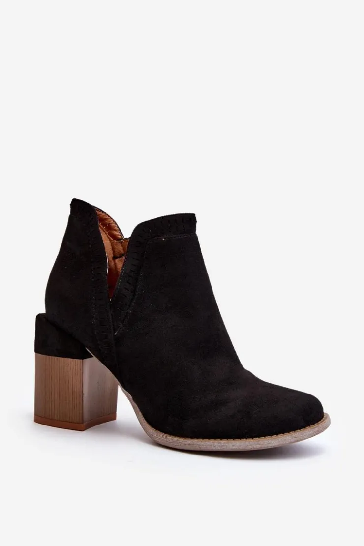 Clearance Boto Botki Na Masywnym Słupku Z Wycięciem Czarne Jolnima Czarny