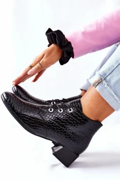 Buty damskie Vinceza Botki Sznurowane|Czarne Botki*Botki na Obcasie Czarne Albeq