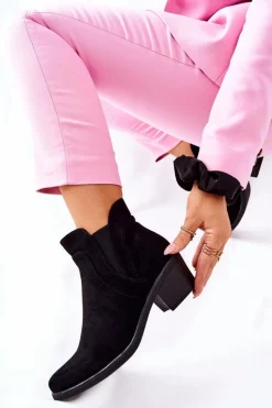 Buty Sergio Leone Botki Na Słupku|Czarne Botki*Botki Na Obcasie Sergio Leone BT620 Czarne