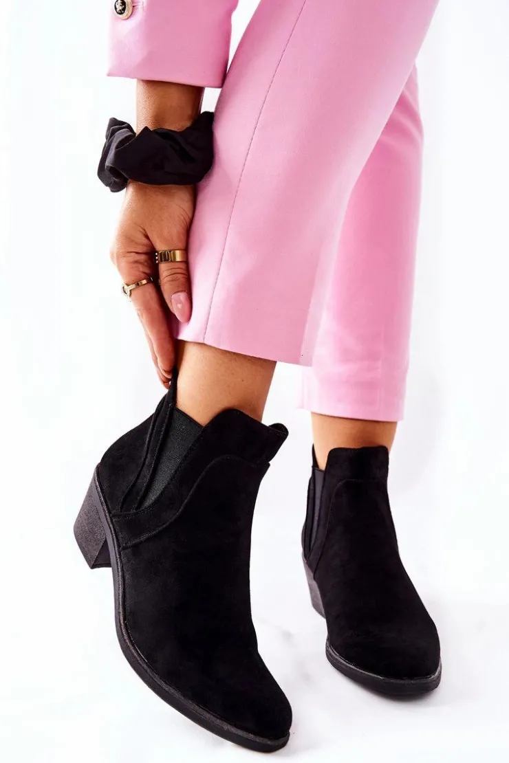 Buty Sergio Leone Botki Na Słupku|Czarne Botki*Botki Na Obcasie Sergio Leone BT620 Czarne