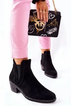 Buty Sergio Leone Botki Na Słupku|Czarne Botki*Botki Na Obcasie Sergio Leone BT620 Czarne