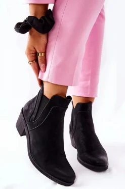 Buty Sergio Leone Botki Na Obcasie Sergio Leone BT620 Czarne