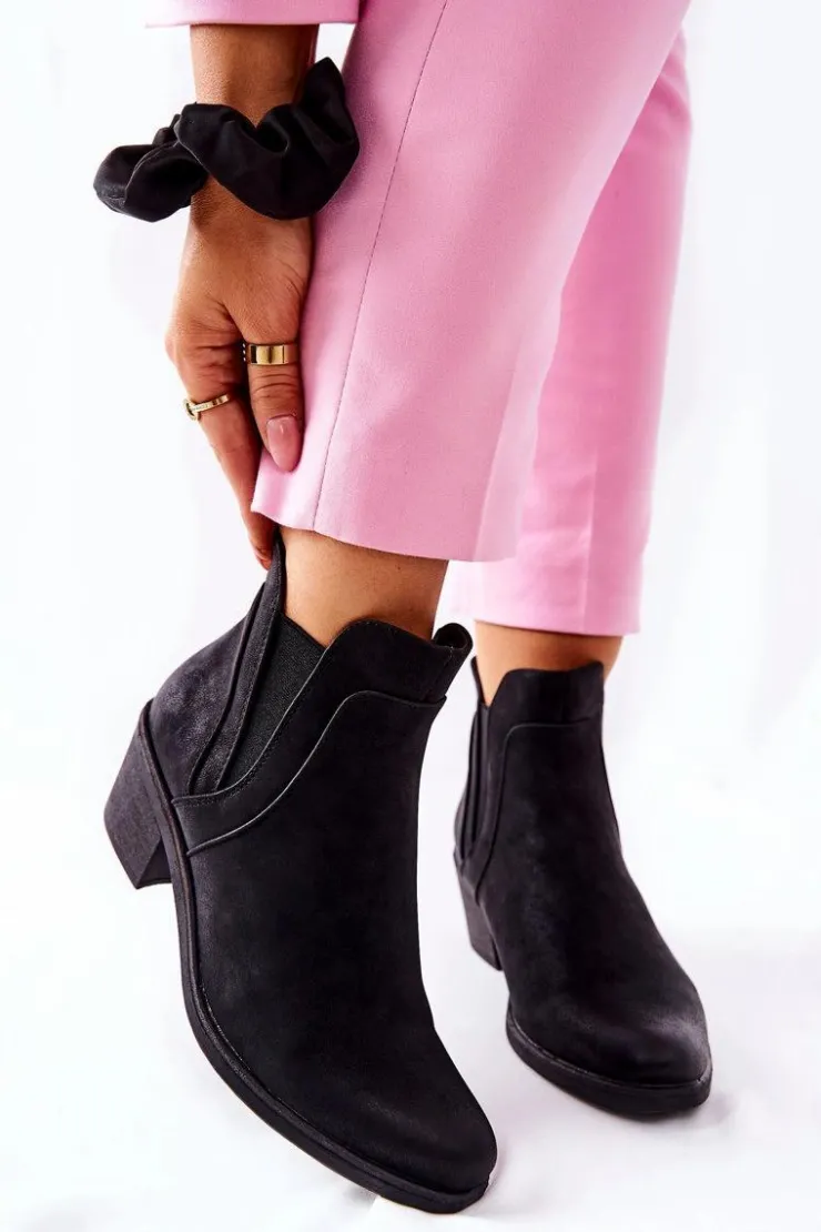 Buty Sergio Leone Botki Na Obcasie Sergio Leone BT620 Czarne