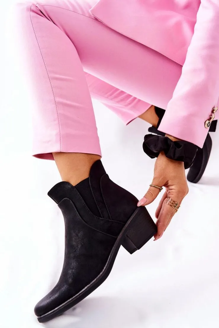 Buty Sergio Leone Botki Na Obcasie Sergio Leone BT620 Czarne