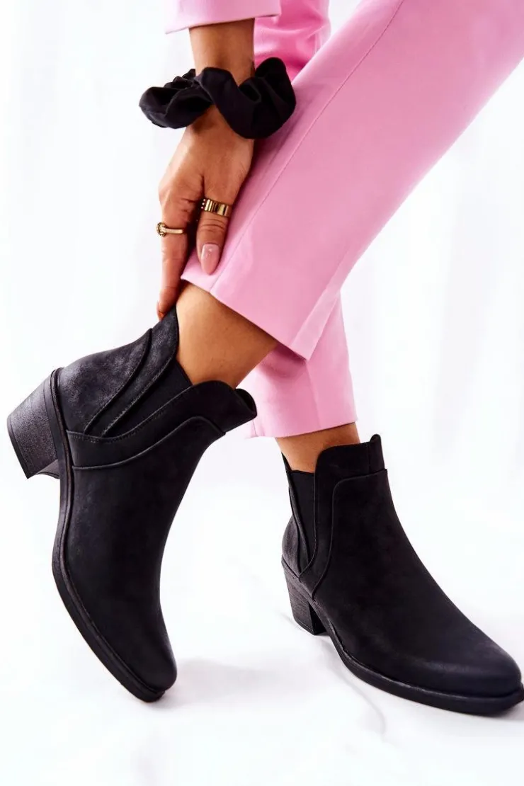 Buty Sergio Leone Botki Na Obcasie Sergio Leone BT620 Czarne