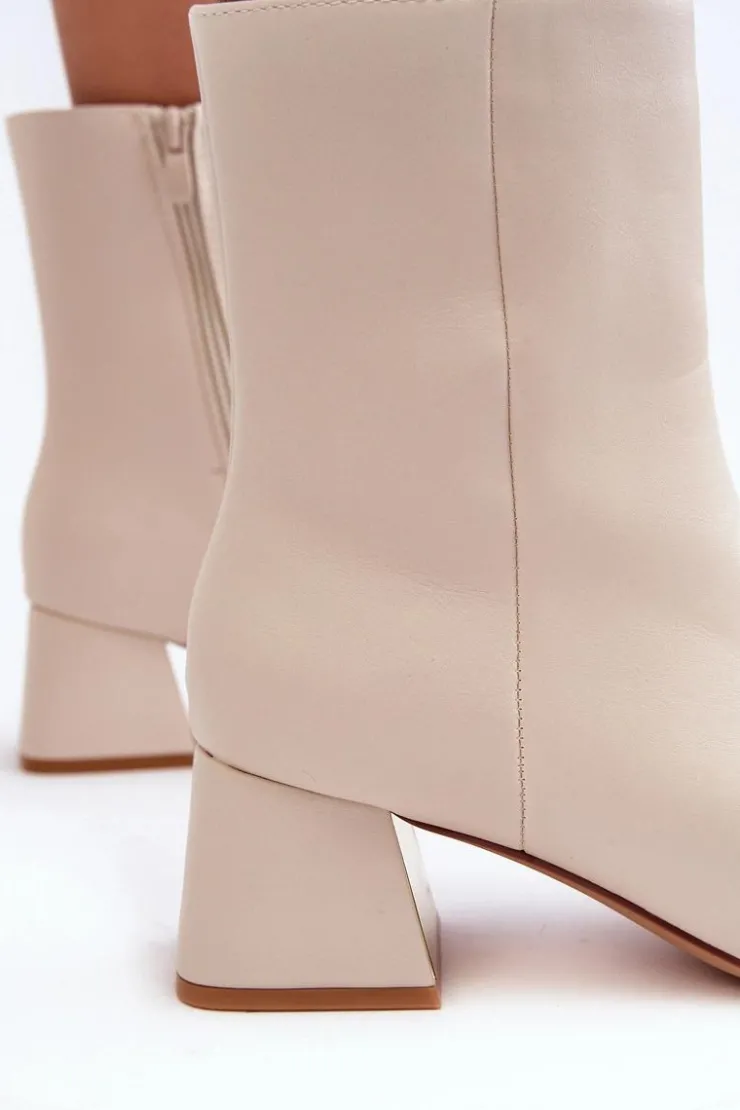 New Boto Botki Na Obcasie Z Ozdobą Jasnobeżowe Adinah