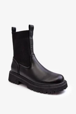 Damskie Big Star Shoes Botki Na Płaskim Obcasie Czarne Big Star MM2745432