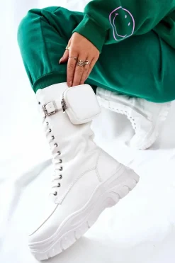 Damskie Boto Botki Na Platformie Z Nerką Białe Issanti