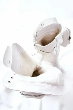 Damskie Boto Botki Na Platformie Z Nerką Białe Issanti