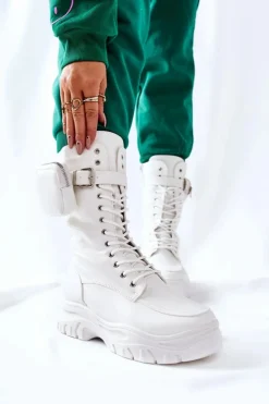 Damskie Boto Botki Na Platformie Z Nerką Białe Issanti