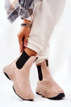 Boto Botki Na Koturnie|Czarne Botki*Botki Na Platformie Zamszowe Beżowe Nicci