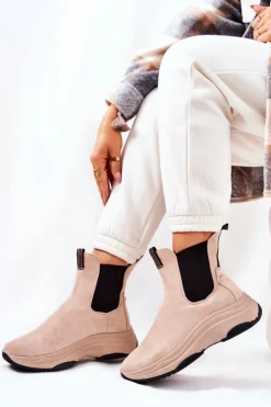 Boto Botki Na Koturnie|Czarne Botki*Botki Na Platformie Zamszowe Beżowe Nicci