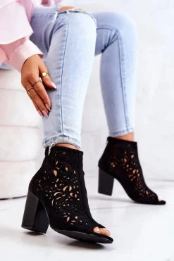 Boto Botki Wiosenne|Botki Na Słupku*Botki Na Słupku Ażurowe Czarne Brittany