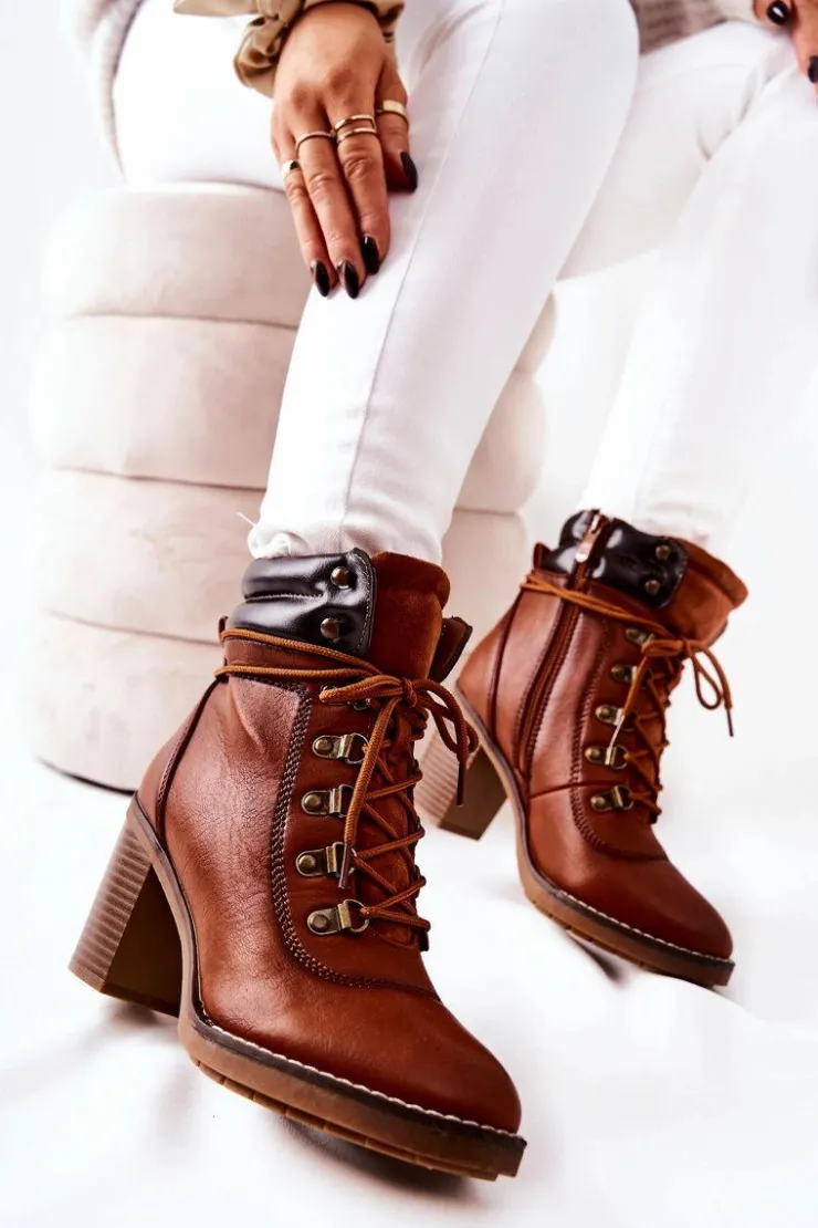 Boto Botki Sznurowane|Botki Na Słupku*Botki Na Słupku Ocieplane Camel Charmmis