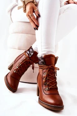 Boto Botki Sznurowane|Botki Na Słupku*Botki Na Słupku Ocieplane Camel Charmmis