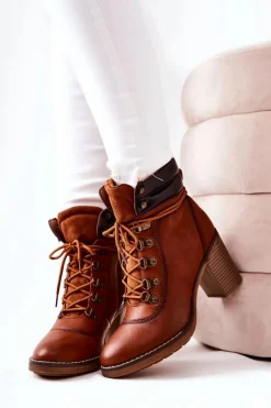 Boto Botki Sznurowane|Botki Na Słupku*Botki Na Słupku Ocieplane Camel Charmmis