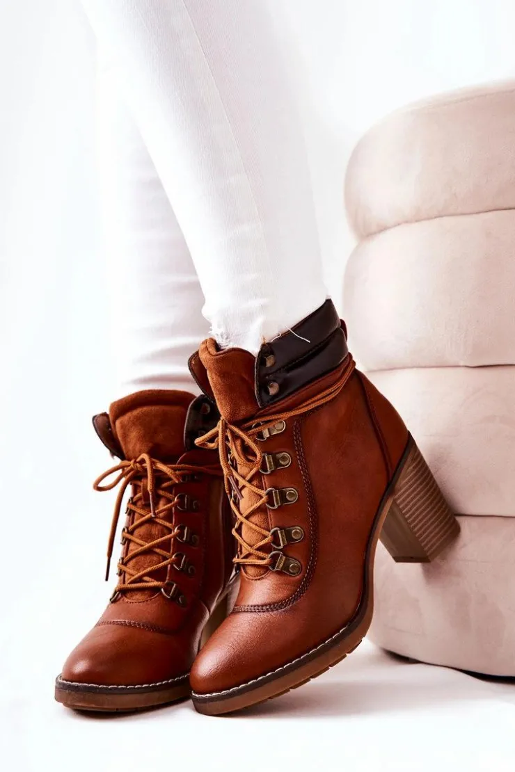 Boto Botki Sznurowane|Botki Na Słupku*Botki Na Słupku Ocieplane Camel Charmmis