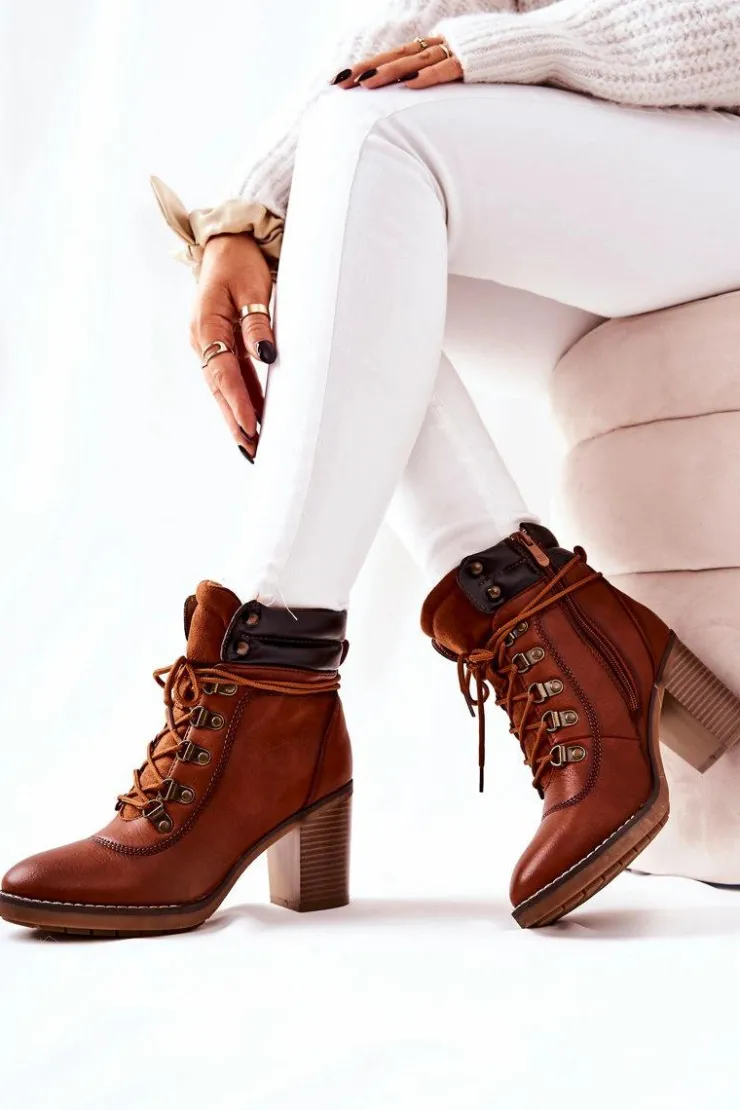 Boto Botki Sznurowane|Botki Na Słupku*Botki Na Słupku Ocieplane Camel Charmmis