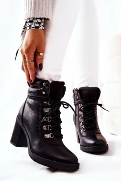 Clearance Boto Botki Na Słupku Ocieplane Czarne Charmmis