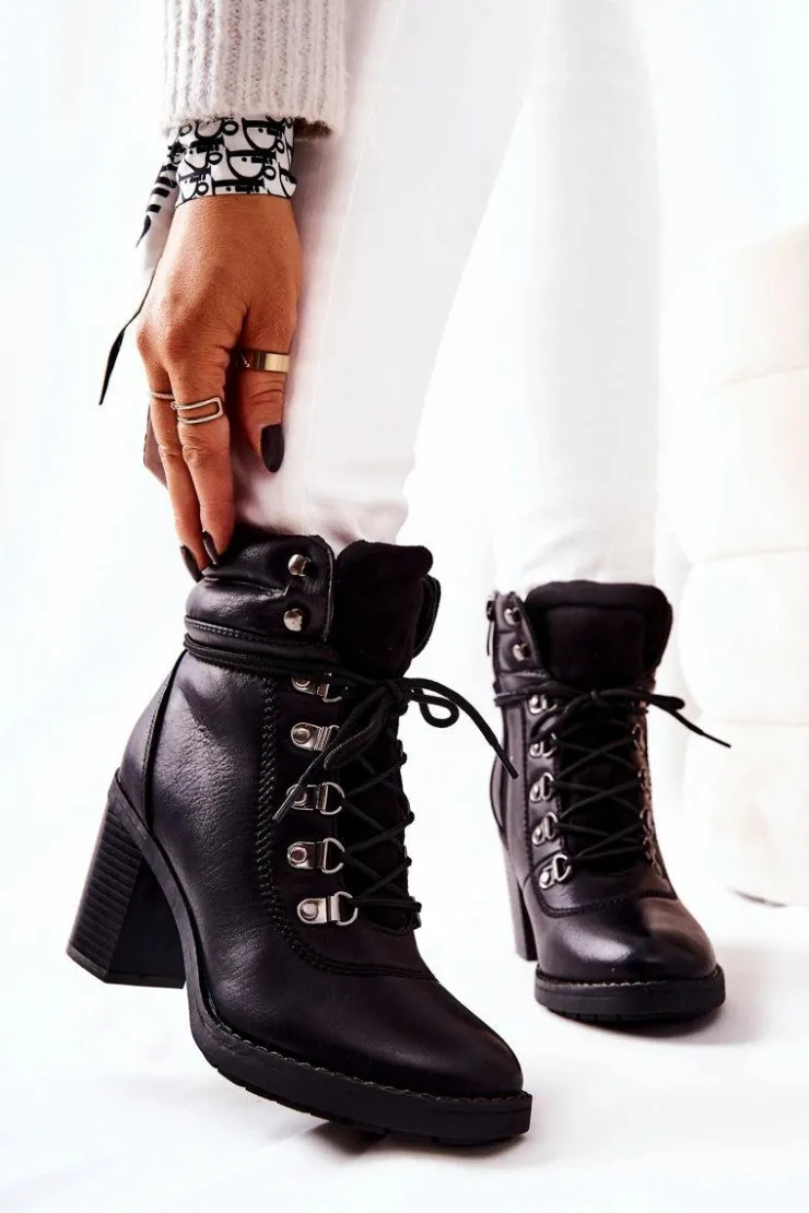 Clearance Boto Botki Na Słupku Ocieplane Czarne Charmmis