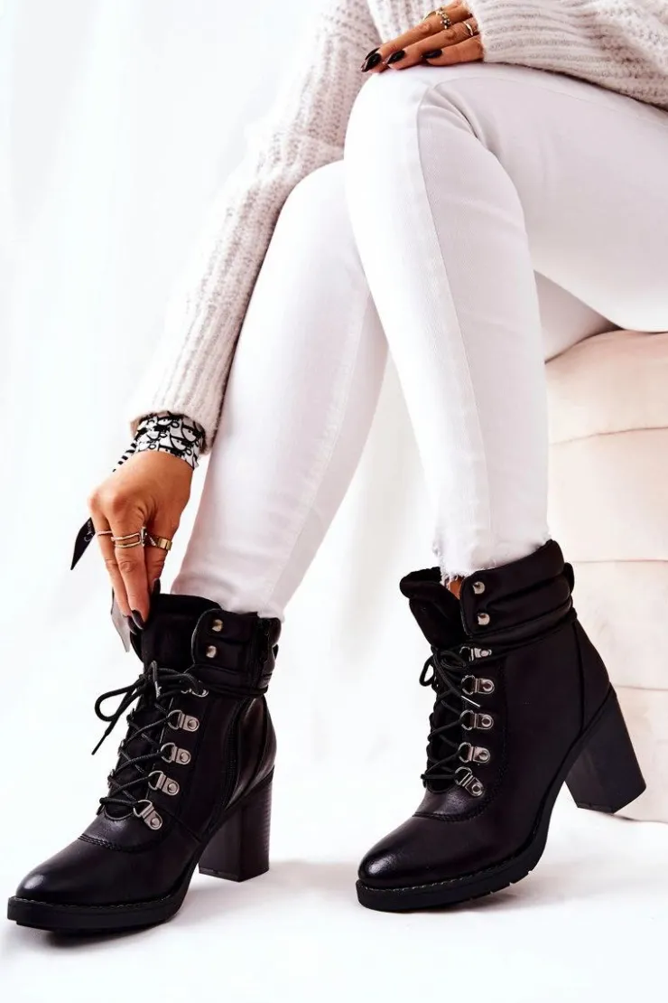 Clearance Boto Botki Na Słupku Ocieplane Czarne Charmmis