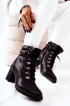 Clearance Boto Botki Na Słupku Ocieplane Czarne Charmmis