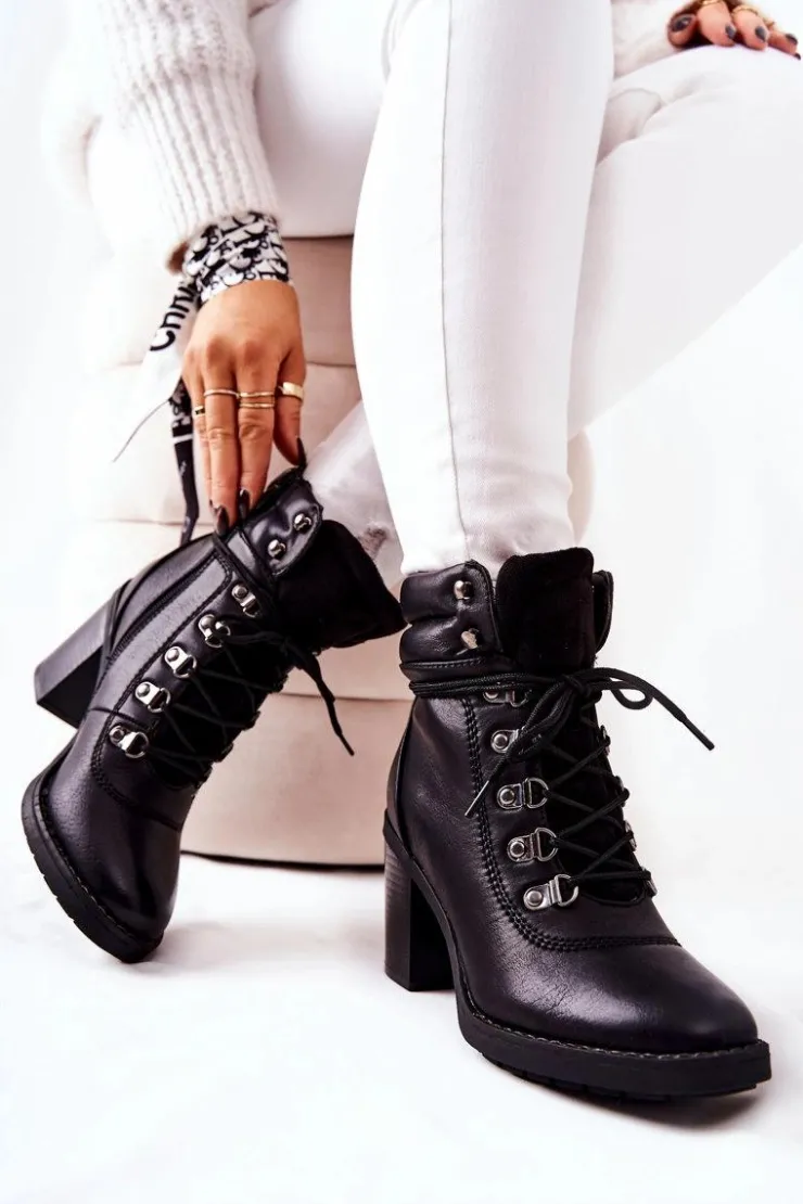 Clearance Boto Botki Na Słupku Ocieplane Czarne Charmmis