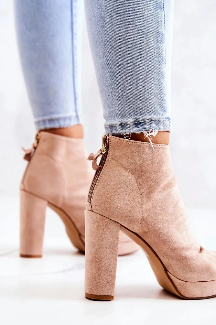 Boto Botki Na Słupku|Czarne Botki*Botki Na Słupku Odkryte Palce Beżowe Adore