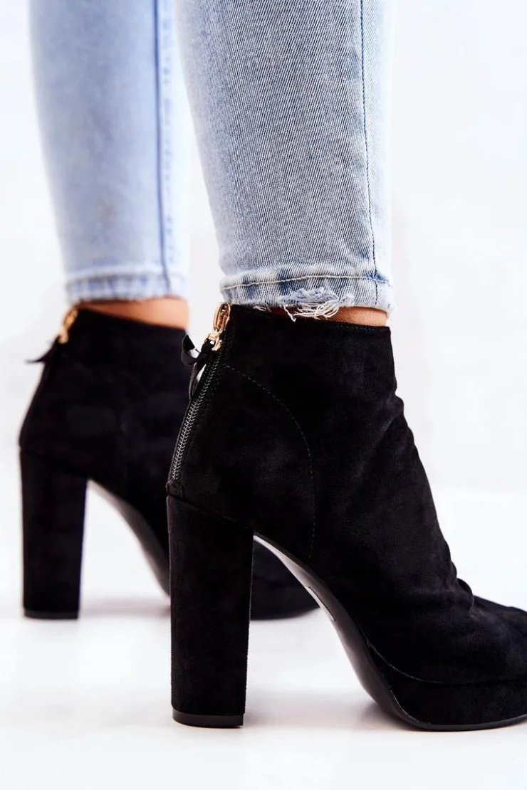 Hot Boto Botki Na Słupku Odkryte Palce Czarne Adore