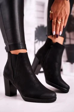 Best Buty Sergio Leone Botki Na Słupku Sergio Leone Zamszowe Czarne BT311