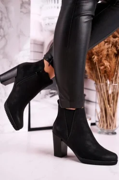 Best Buty Sergio Leone Botki Na Słupku Sergio Leone Zamszowe Czarne BT311