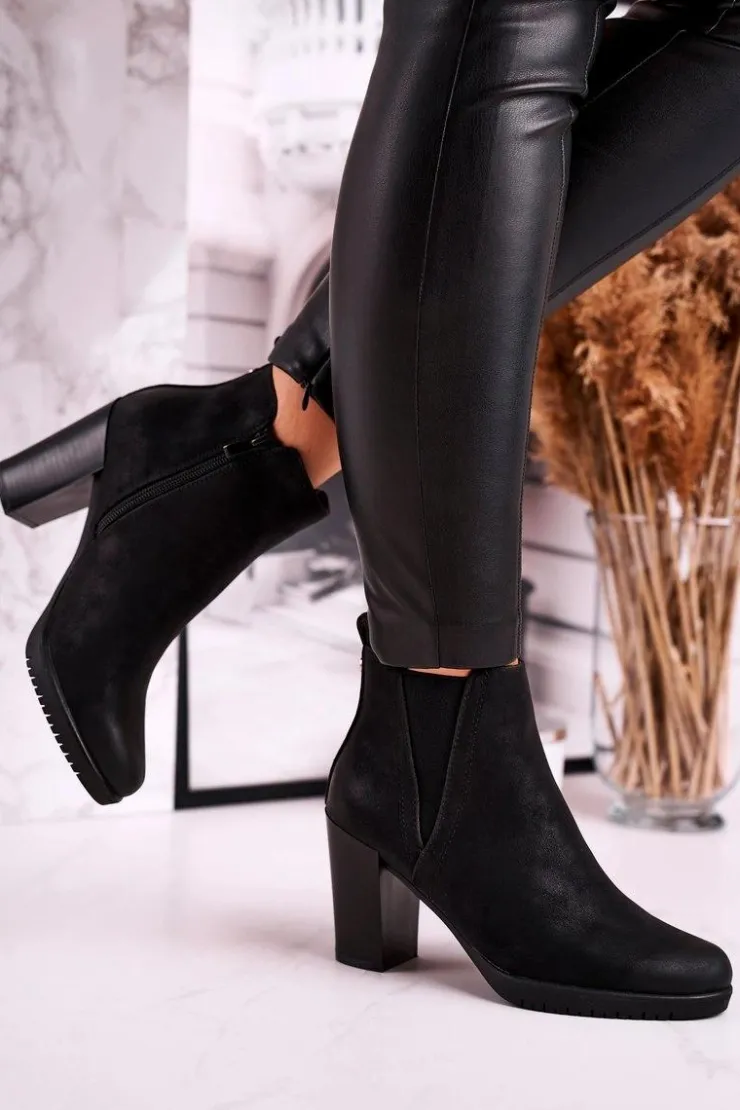 Best Buty Sergio Leone Botki Na Słupku Sergio Leone Zamszowe Czarne BT311