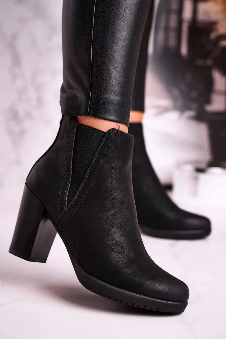 Best Buty Sergio Leone Botki Na Słupku Sergio Leone Zamszowe Czarne BT311