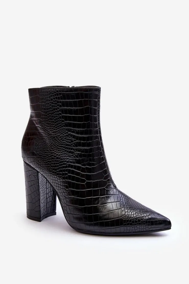 Clearance Boto Botki Na Słupku Wężowy Wzór Czarne Daldala