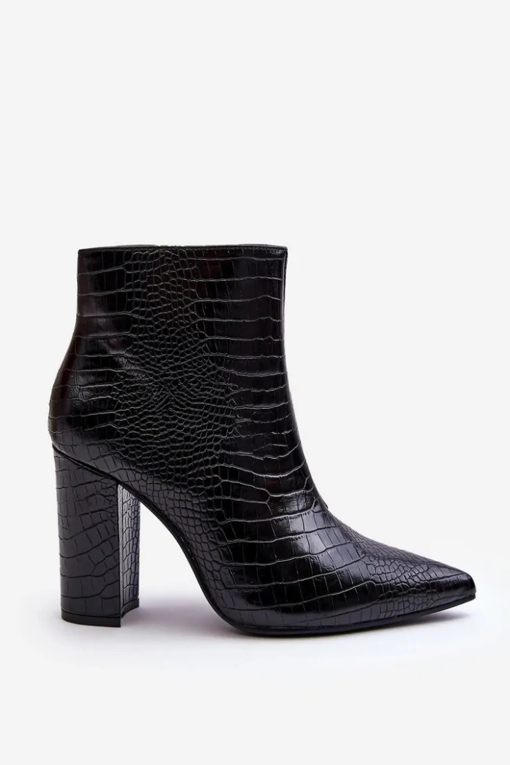 Clearance Boto Botki Na Słupku Wężowy Wzór Czarne Daldala