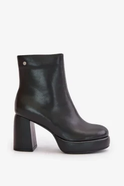 Online GOE Botki Na Słupku Ze Skóry Naturalnej OO2N4166-W2 Czarne