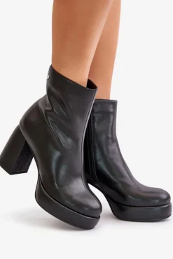 Online GOE Botki Na Słupku Ze Skóry Naturalnej OO2N4166-W2 Czarne