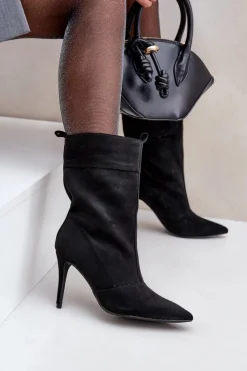 Boto Botki Na Obcasie|Botki Zamszowe*Botki Na Szpilce Czarne Ellinore