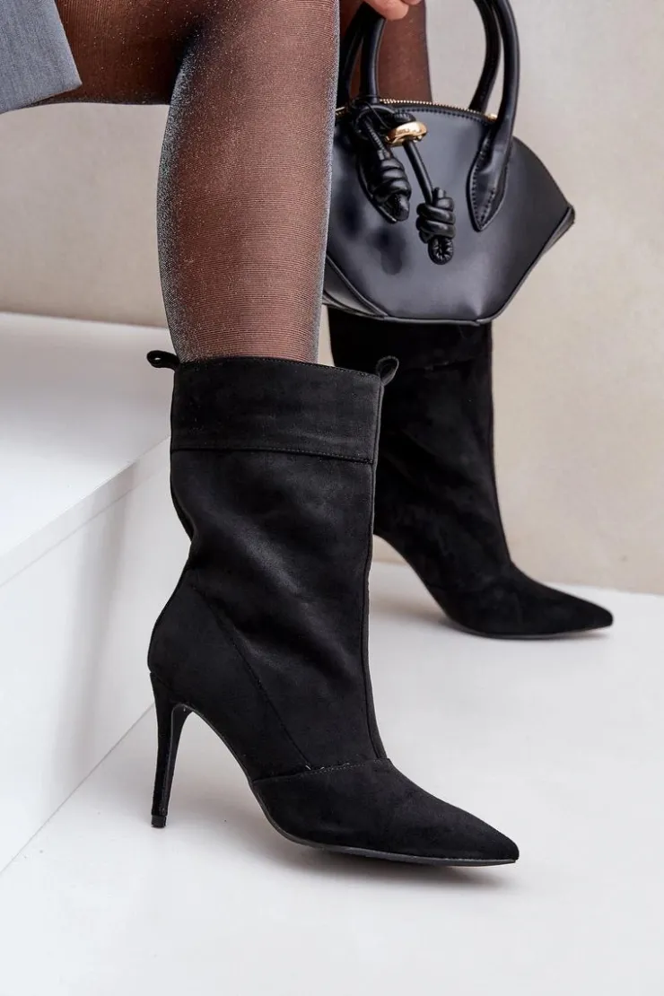 Boto Botki Na Obcasie|Botki Zamszowe*Botki Na Szpilce Czarne Ellinore
