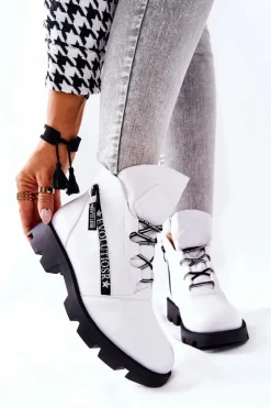 Online Buty Sergio Leone Botki Ocieplane Futerkiem Sergio Leone Białe TR740