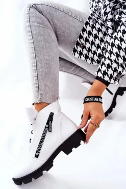 Online Buty Sergio Leone Botki Ocieplane Futerkiem Sergio Leone Białe TR740