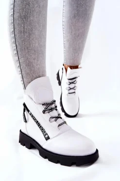 Online Buty Sergio Leone Botki Ocieplane Futerkiem Sergio Leone Białe TR740