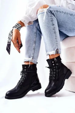 Damskie Evento Botki Ocieplane Z Suwakiem Czarne Mirthbrow